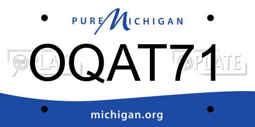 OQAT71 Michigan License Plate