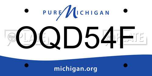 OQD54F Michigan License Plate