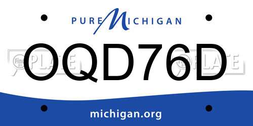 OQD76D Michigan License Plate