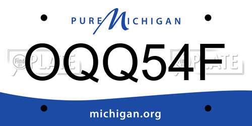 OQQ54F Michigan License Plate