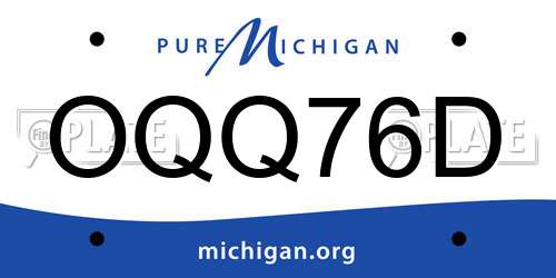 OQQ76D Michigan License Plate