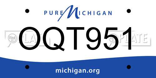 OQT951 Michigan License Plate