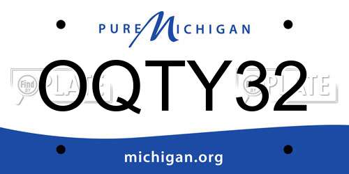 OQTY32 Michigan License Plate