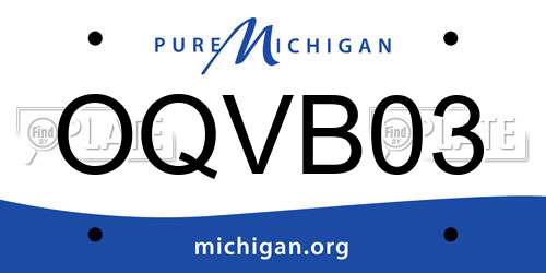 OQVB03 Michigan License Plate