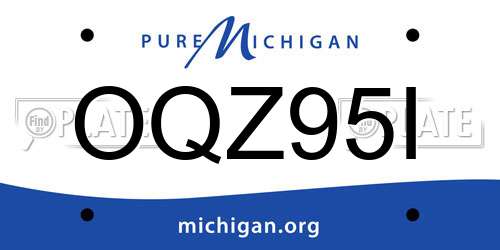 OQZ95I Michigan License Plate
