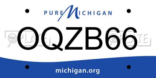 OQZB66 Michigan License Plate