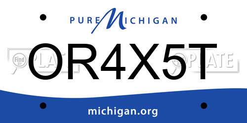 OR4X5T Michigan License Plate