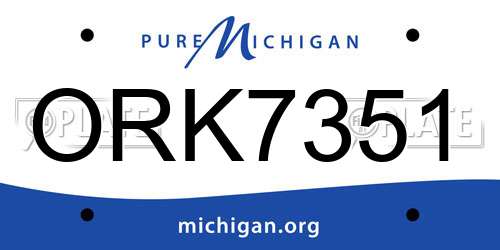 ORK7351 Michigan License Plate