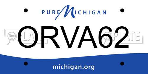 ORVA62 Michigan License Plate