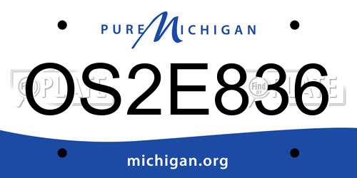 OS2E836 Michigan License Plate