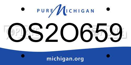 OS2O659 Michigan License Plate