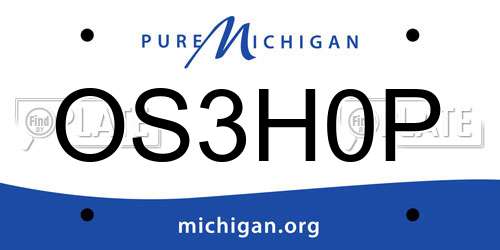 OS3H0P Michigan License Plate