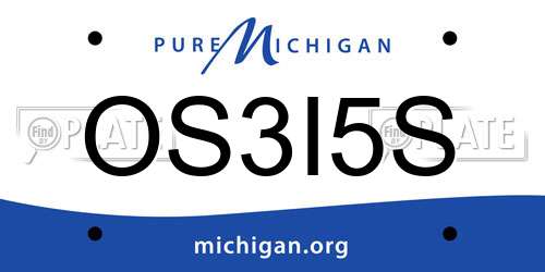 OS3I5S Michigan License Plate