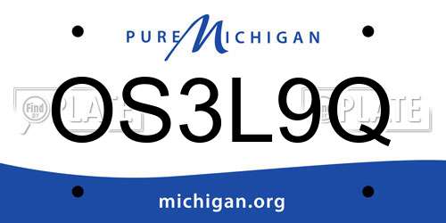 OS3L9Q Michigan License Plate