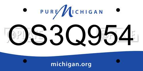 OS3Q954 Michigan License Plate