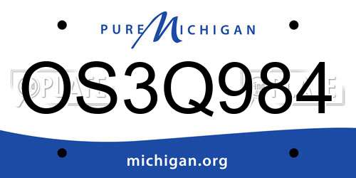 OS3Q984 Michigan License Plate