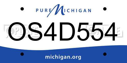 OS4D554 Michigan License Plate