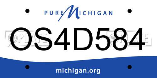 OS4D584 Michigan License Plate