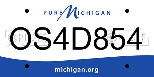 OS4D854 Michigan License Plate