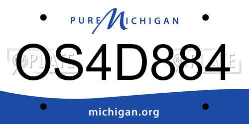 OS4D884 Michigan License Plate