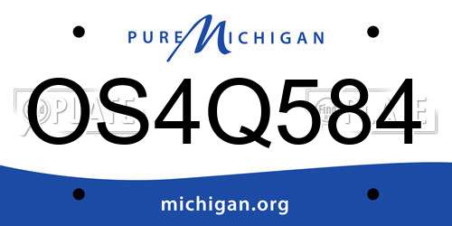 OS4Q584 Michigan License Plate