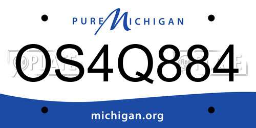 OS4Q884 Michigan License Plate