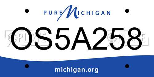 OS5A258 Michigan License Plate