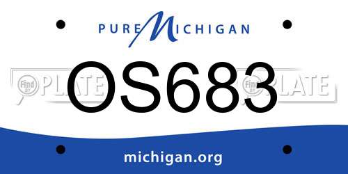 OS683 Michigan License Plate