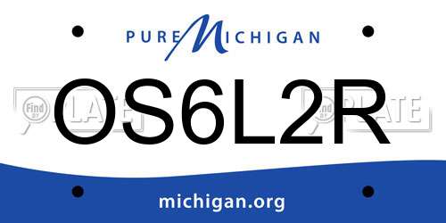 OS6L2R Michigan License Plate