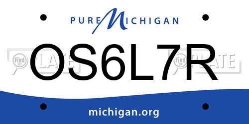 OS6L7R Michigan License Plate