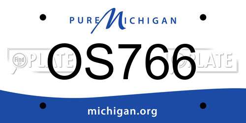 OS766 Michigan License Plate