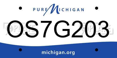 OS7G203 Michigan License Plate