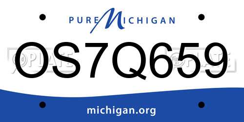 OS7Q659 Michigan License Plate