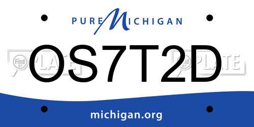 OS7T2D Michigan License Plate
