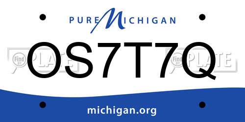 OS7T7Q Michigan License Plate