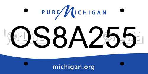 OS8A255 Michigan License Plate