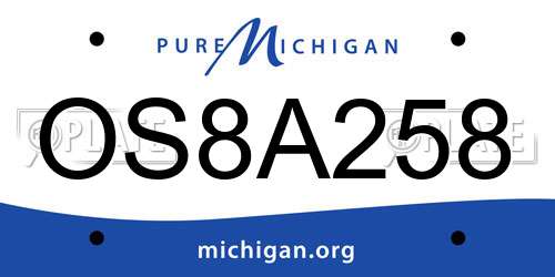 OS8A258 Michigan License Plate