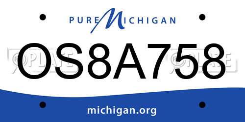 OS8A758 Michigan License Plate