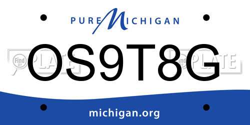 OS9T8G Michigan License Plate