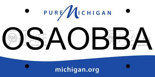OSAOBBA Michigan License Plate