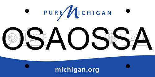 OSAOSSA Michigan License Plate