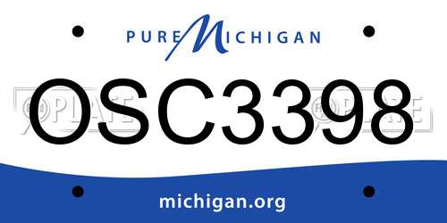 OSC3398 Michigan License Plate