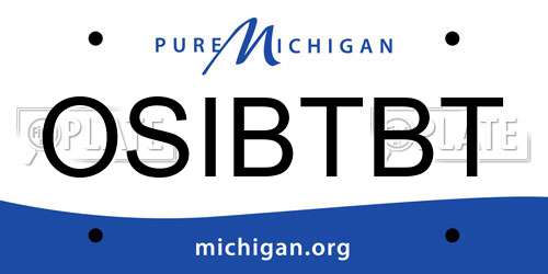 OSIBTBT Michigan License Plate