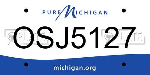 OSJ5127 Michigan License Plate