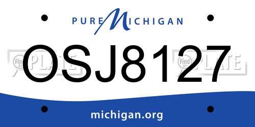 OSJ8127 Michigan License Plate