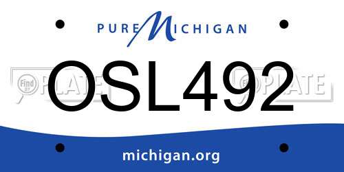 OSL492 Michigan License Plate
