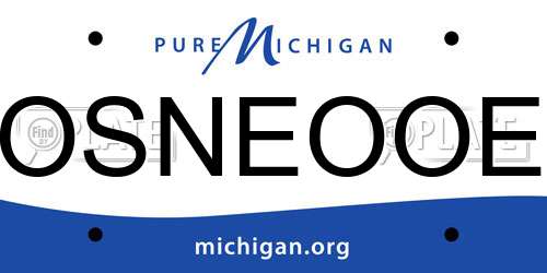 OSNEOOE Michigan License Plate