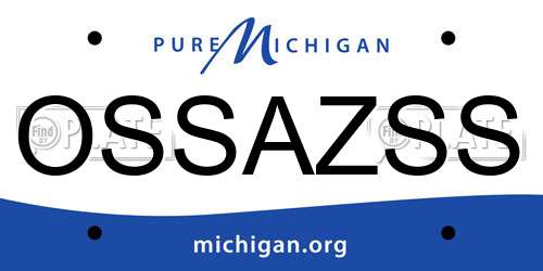 OSSAZSS Michigan License Plate
