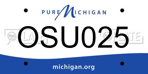 OSU025 Michigan License Plate
