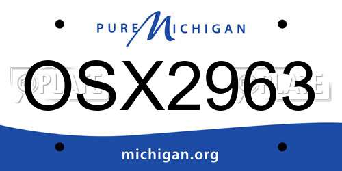 OSX2963 Michigan License Plate